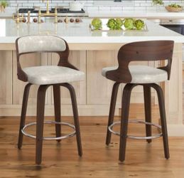 New 26-inch Swivel Modern Counter Stools Set of 2, Cream Gray