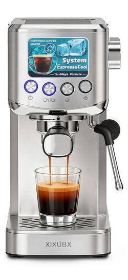 XIXUBX 20 Bar Espresso & Cold Brew Coffee Maker with Milk Frother, 42oz Removable Tank, Stainless Steel, Perfect for Cappuccino, Latte, Home & Office,