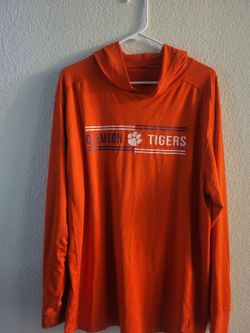 Clemson Tigers Orange Hooded Long Sleeve Shirt size xl