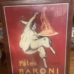 Wood Framed Pate Baroni Pasta Advertising Print