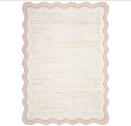 8x10 Area Rug Indoor Non-Slip Scalloped  Large Carpet Thin Soft Washable Living Room Bedroom