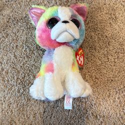 Ty Beanie Boo “Isla” The Rainbow Bulldog Plush Toy With Iconic Glitter Eyes