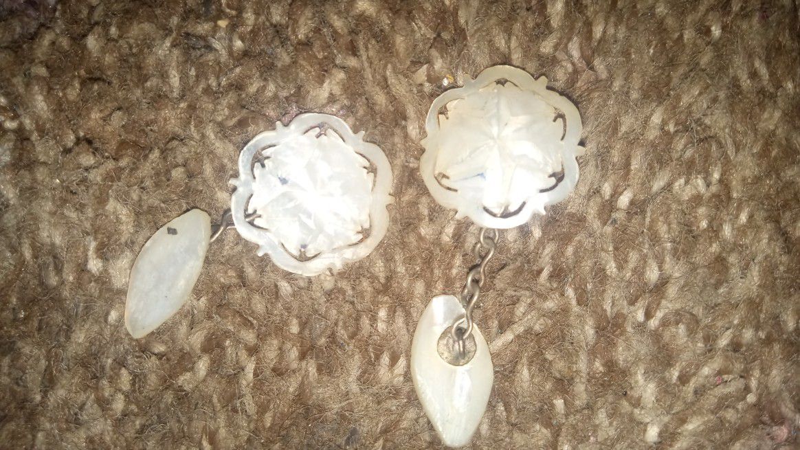 Antique Mother Of The Pearl 8 Point Star Pendant Two Of Them