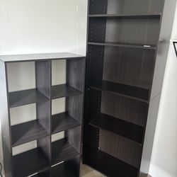 Dark Brown Shelving Units Set