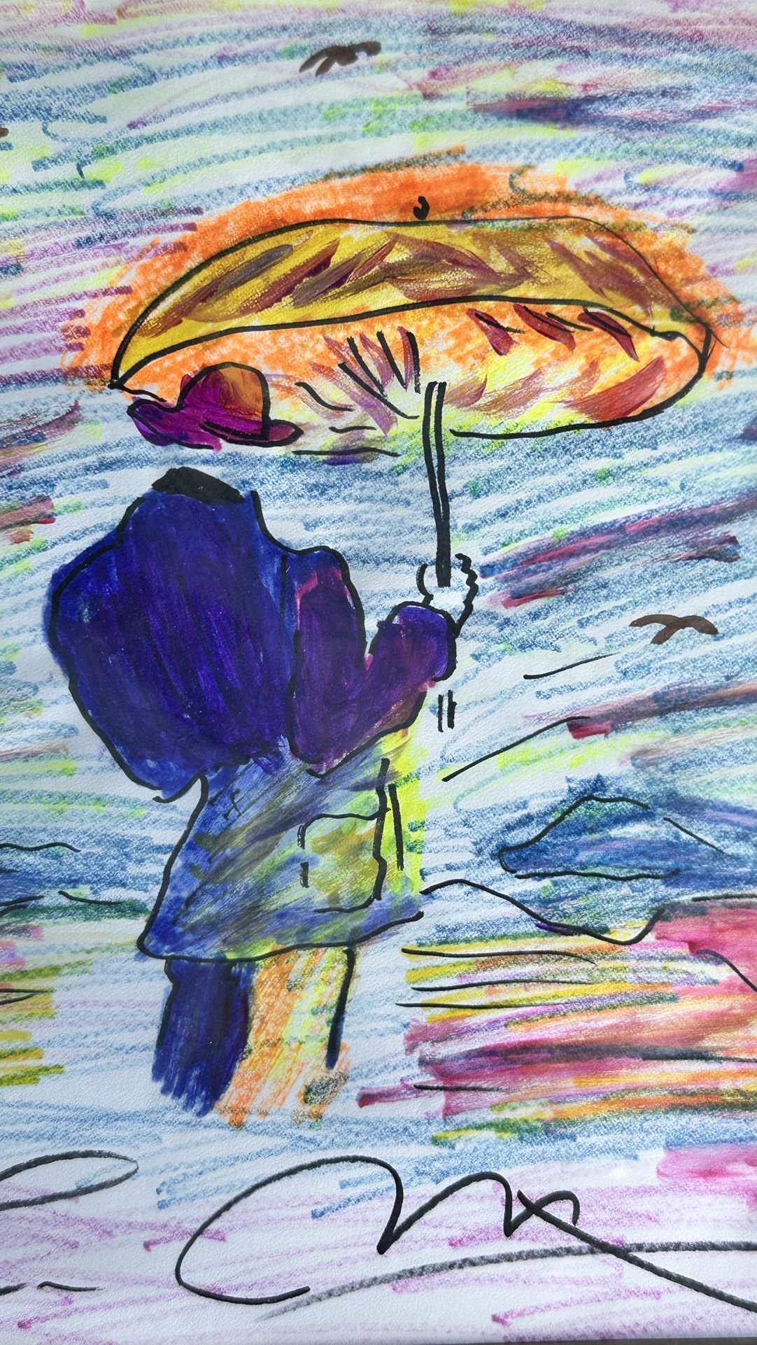 Peter Max Colored Pen On Artist Paper 14x11 inches artwork size