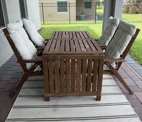 Outdoor Wood Dining Table + 4 Chairs