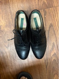 Easy Spirit Black Leather Cap Toe Oxford Lace Up Round Toe Men's 9.5