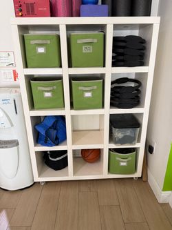 White Cube Storage Shelving Unit on Wheels