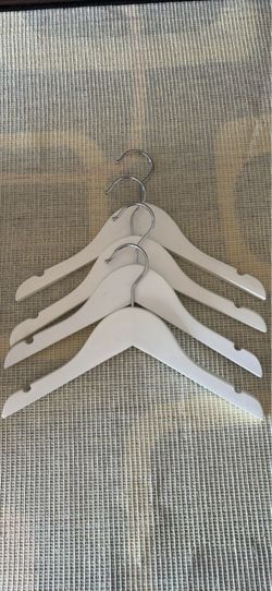 White Wooden Clothes Hangers Set of 59