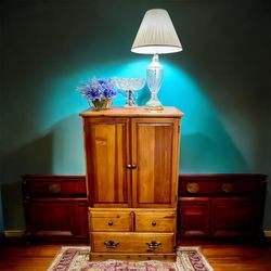 MCM Mastercraft Pine Armoire Converted Into A Storage Cabinet