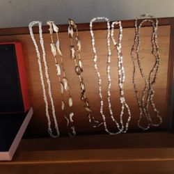 6 Vintage Necklaces Made Of Seashells And Sea Stones  