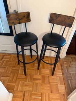 Bar Stools Bar Stools Set of 2 with PU Upholstered Bar Chairs with Footrest and Back Bar Stools for Kitchen Island Dining R