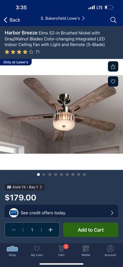 Harbor Breeze Elms 52-in Brushed Nickel  LED Indoor Ceiling Fan
