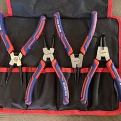 4-Piece Snap Ring Pliers Set - Heavy Duty 7-inch Internal/External Circlip Pliers Kit 