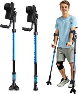 3-Level Rotating Elbow Rests: Ergonomic forearm crutches feature 3 lockable adjustable elbow angles (10, 45, 90 degrees), fitting walking, rehab or re