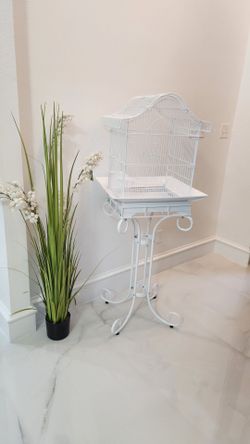 White Bird Cage with Stand