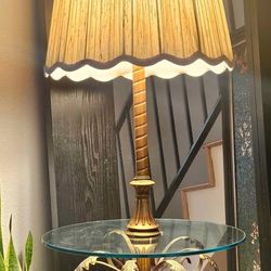 1960s Mid Century Hollywood Regency Gold Gild Floor Lamp 20ʺW × 20ʺD × 56ʺL