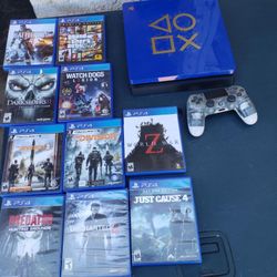 Blue Sony Playstation 4 Slim PS4 1000GB. Some Games are $30! Some are $20!  No old sports for $10s hahaha. So x 10 Games plus PS4 is more $300! Combo 
