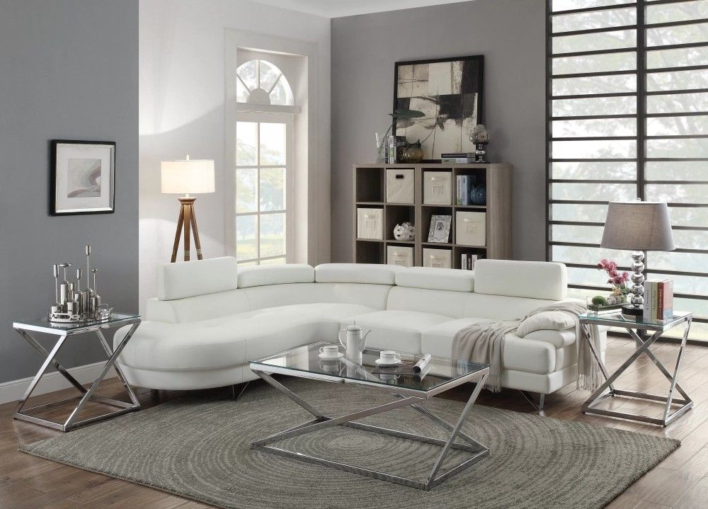 Brand New White Leather Modern Style Sectional Sofa