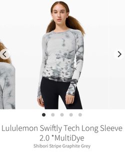 Lululemon Swiftly Tech Long-Sleeve Shirt 2.0 Hip Length Size 6 *MultiDye Shibori Stripe LIKE NEW SALE