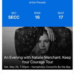 Natalie Merchant Concert Tickets Humphreys 5/25 
