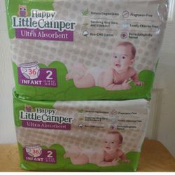 2 New Packs Of Happy Little Camper Size 2 Diapers
