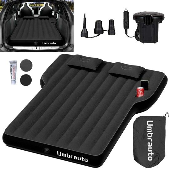 NIB Umbrauto Mattress for Tesla Model Y: Inflatable Camping Air Mattress for SUV Travel, Portable Flocking Surface Sleeping Pad w/ Air Pump