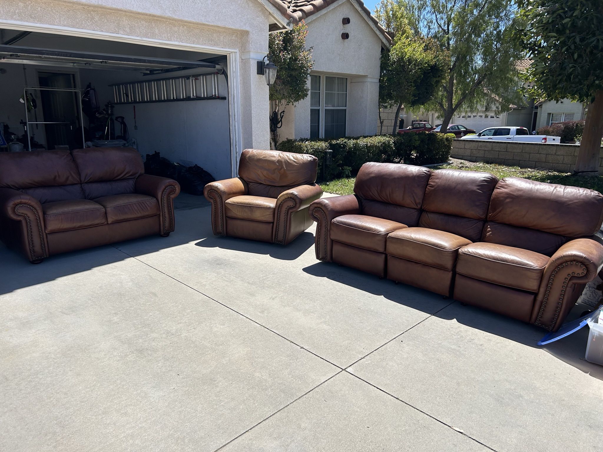 Brown Leather Sofa Set