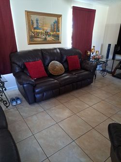 Juego De Sala De 3 Piezas De Piel Casi Nuevo