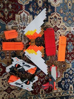 Nerf Gun Lot with Clips and Accessories