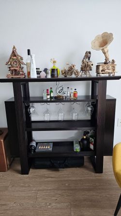Home Bar Table With Wine Storage and Wine
Glass Racks
