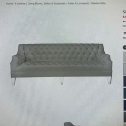 Z Gallerie Simone Sofa. Bella Velvet Grey 