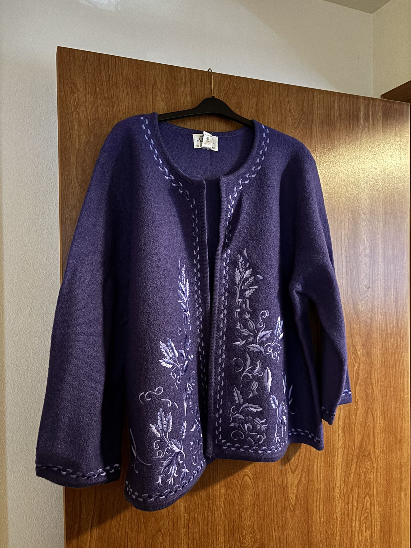 Vintage Linea By Louis Dell’Olio Long Sleeve Embroidered Cardigan Sweater 3XL