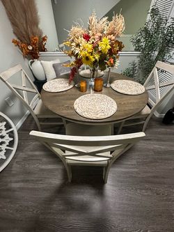 🍂 Rustic/Farmhouse Dining Table Set – $350