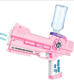 Electric Water Gun with Dual Nozzles High Capacity Automatic Squirt Guns Summer Outdoor Beach Swimming Pool Party Pink