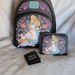 Loungefly Disney Alice in Wonderland backpack and wallet