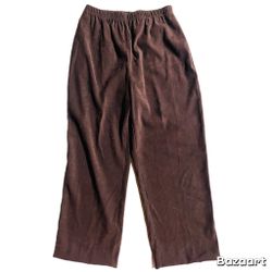 Susan Graver Style Womens Brown Flat Front Pants  Faux Suede Pants SZ Med