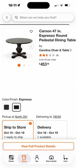 Brand new, round dining table, solid wood