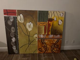 Large Abstract Floral Canvas Wall Art