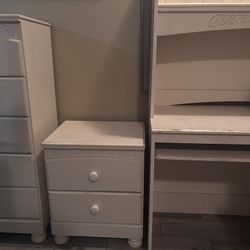 3 Pieces Bedroom Furniture For Girl Desk, Dresser And  End Table