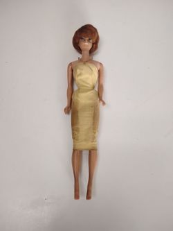 Vintage Old Barbie Doll with Bubble Cut Hair / Yellow Dress