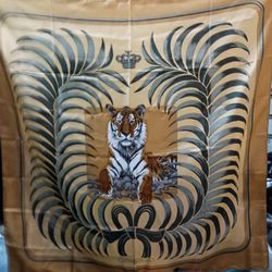Authentic Hermes 100% Silk Tiger Royal Scarf