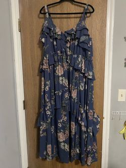 Torrid Festi Ruffled Maxi Dress Divine Diana Floral Navy