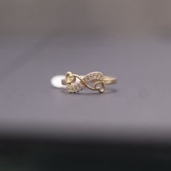 💞 Infinity Heart Ring w/ CZ Sparkle – Solid Gold