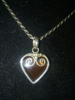 Heart hand mand sterling silver very old