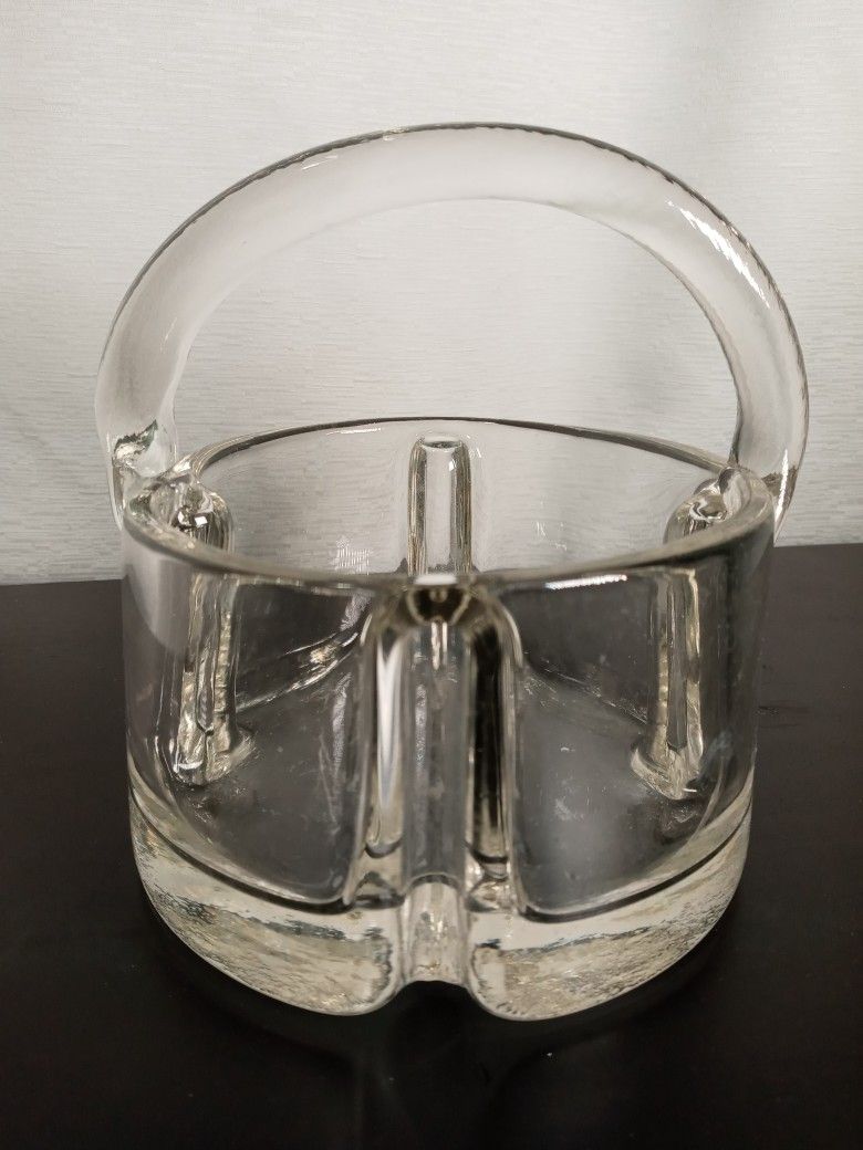 Vintage Clear Glass Basket With Handle Planter Display Candy Dish Decor Spring