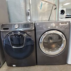 Samsung AddWash Front Loading Washer And LG Stackable Gas Dryer Set 