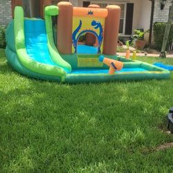 Kids Fun Splash And Jump Bpunce House Pool Slidei nflatable Yard Lawn Blower Included 👍 
