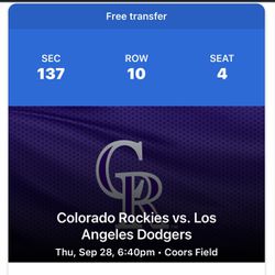 Great Rockies Vs Dodger Tickets! 