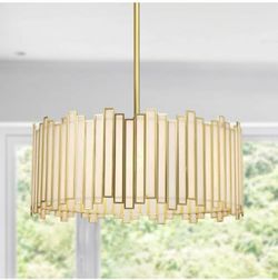WrImfy Gold Drum Chandelier 4-Light